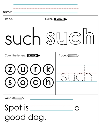 Worksheet 1: Such (Printable PDF Worksheet)