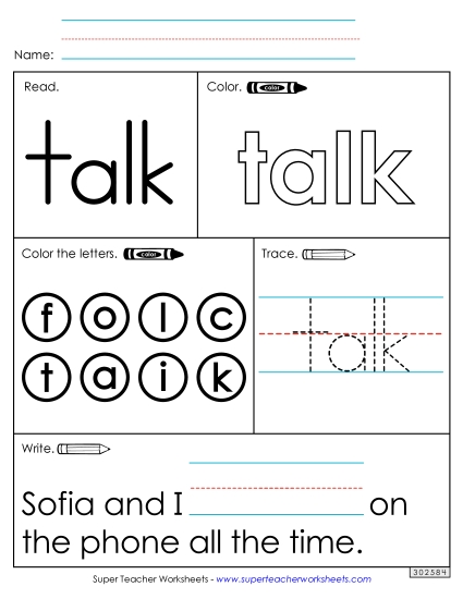 Worksheet 1: Talk (Printable PDF Worksheet)