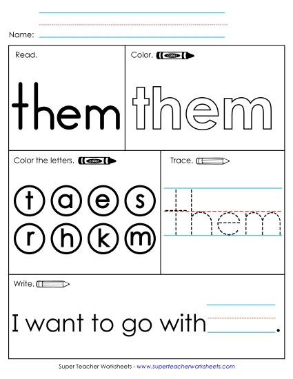 Worksheet 1: Them (Printable PDF Worksheet)