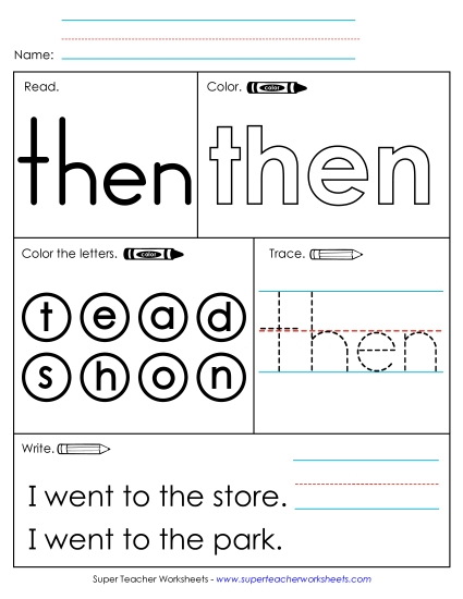 Worksheet 1: Then (Printable PDF Worksheet)
