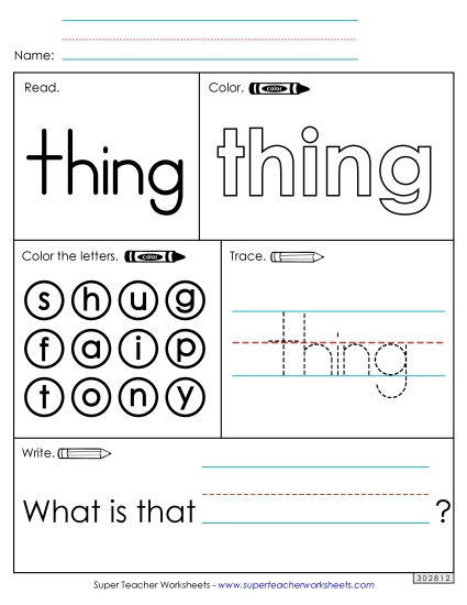 Worksheet 1: Thing (Printable PDF Worksheet)