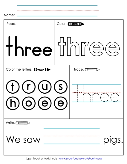 Worksheet 1: Three (Printable PDF Worksheet)