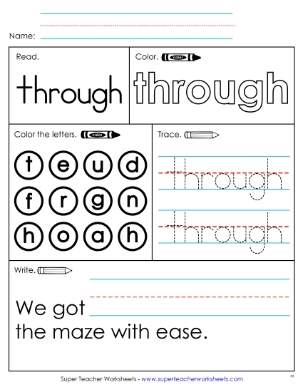 Worksheet 1: Through (Printable PDF Worksheet)
