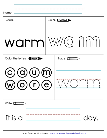 Worksheet 1: Warm (Printable PDF Worksheet)
