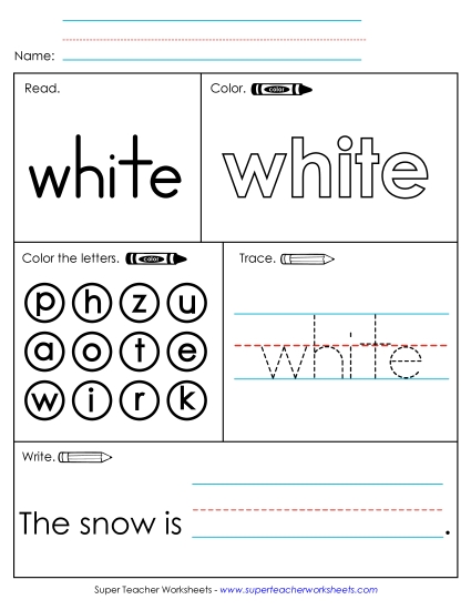 Worksheet 1: White (Printable PDF Worksheet)