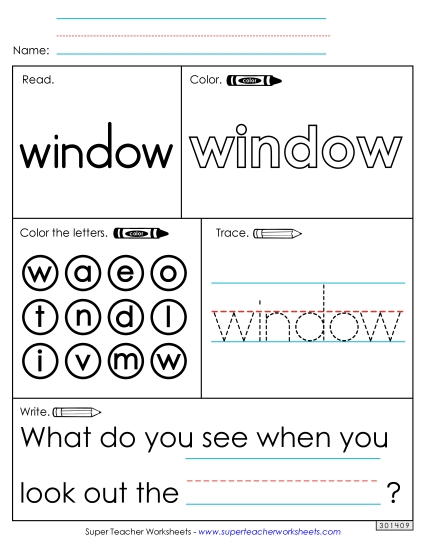 Worksheet 1: Window (Printable PDF Worksheet)