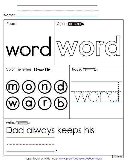 Worksheet 1: Word (Printable PDF Worksheet)