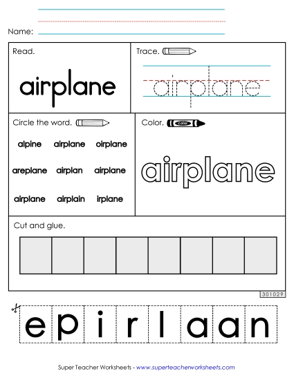 Worksheet 2: Airplane (Printable PDF Worksheet)
