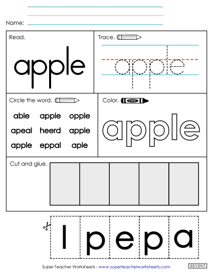 Worksheet 2: Apple (Printable PDF Worksheet)