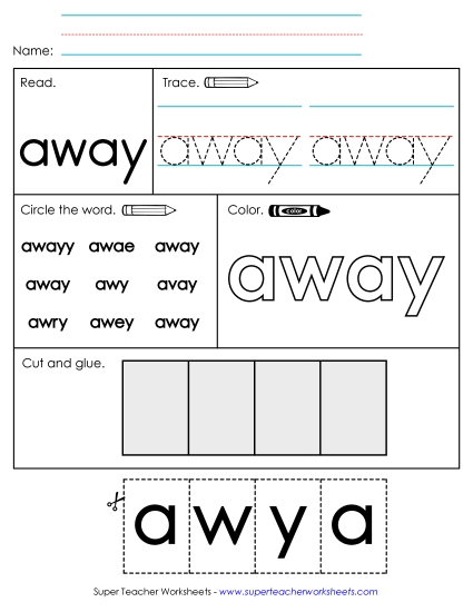 Worksheet 2: Away (Printable PDF Worksheet)