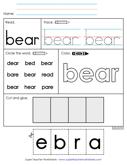 Worksheet 2: Bear (Printable PDF Worksheet)