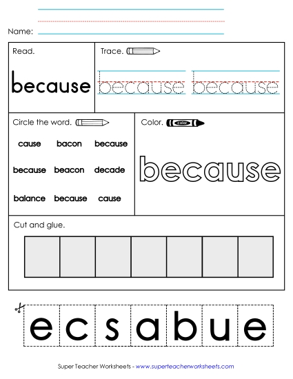 Worksheet 2: Because (Printable PDF Worksheet)