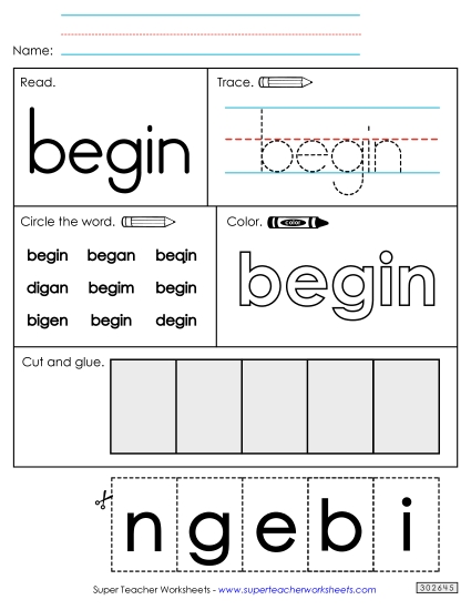 Worksheet 2: Begin (Printable PDF Worksheet)