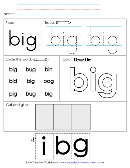 Worksheet 2: Big (Printable PDF Worksheet)