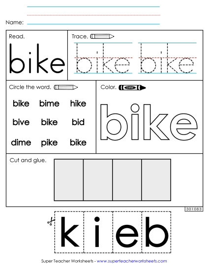 Worksheet 2: Bike (Printable PDF Worksheet)
