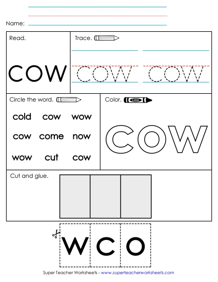 Worksheet 2: Cow (Printable PDF Worksheet)