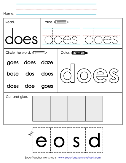 Worksheet 2: Does (Printable PDF Worksheet)