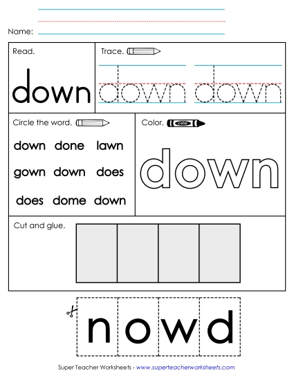 Worksheet 2: Down (Printable PDF Worksheet)