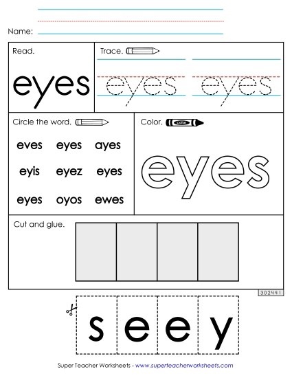 Worksheet 2: Eyes (Printable PDF Worksheet)