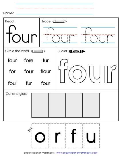 Worksheet 2: Four (Printable PDF Worksheet)