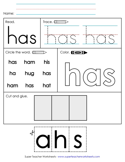 Worksheet 2: Has (Printable PDF Worksheet)