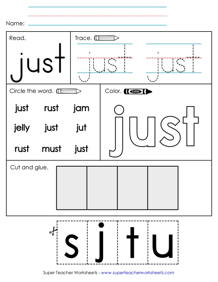Worksheet 2: Just (Printable PDF Worksheet)