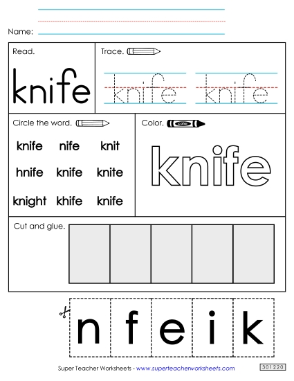 Worksheet 2: Knife (Printable PDF Worksheet)
