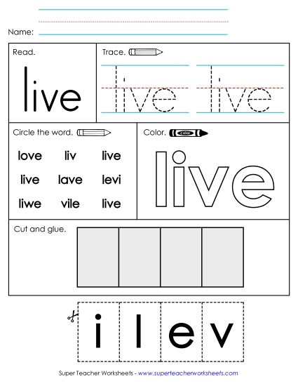 Worksheet 2: Live (Printable PDF Worksheet)