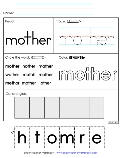 Worksheet 2: Mother (Printable PDF Worksheet)