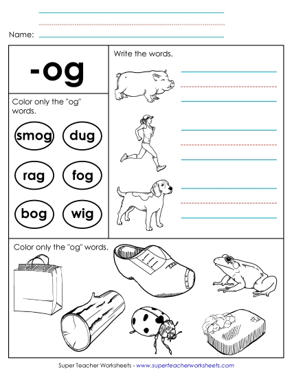 Worksheets - Worksheet 2 (-og Words) (Printable PDF Worksheet)