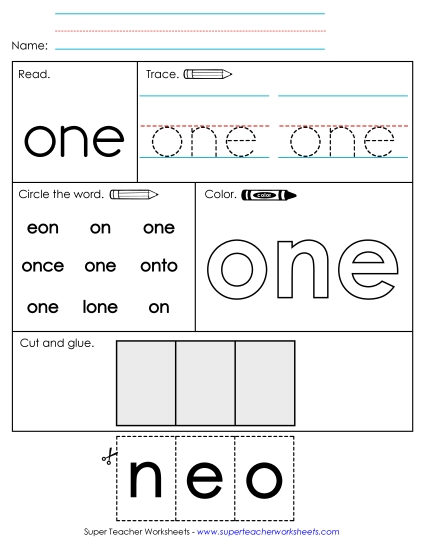Worksheet 2: One (Printable PDF Worksheet)