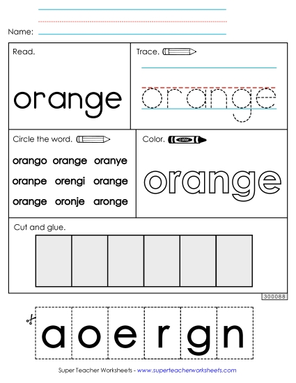 Worksheet 2: Orange (Printable PDF Worksheet)