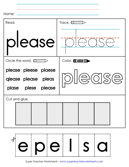 Worksheet 2: Please (Printable PDF Worksheet)