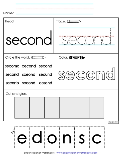 Worksheet 2: Second (Printable PDF Worksheet)
