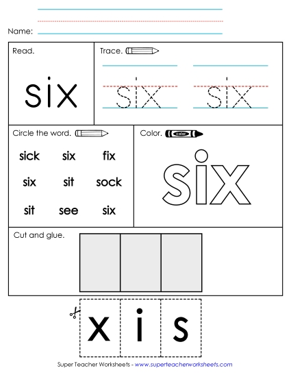 Worksheet 2: Six (Printable PDF Worksheet)
