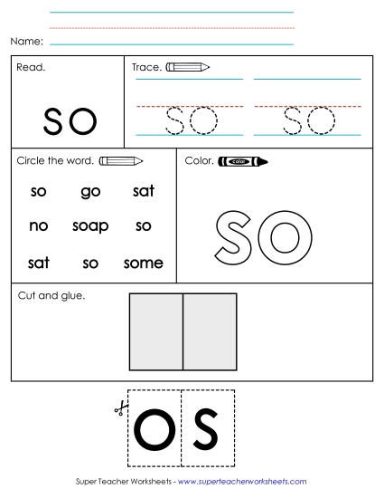 Worksheet 2: So (Printable PDF Worksheet)