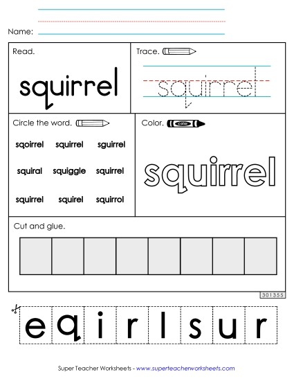Worksheet 2: Squirrel (Printable PDF Worksheet)