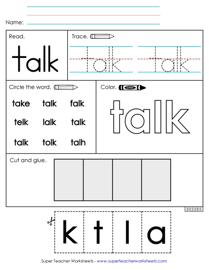 Worksheet 2: Talk (Printable PDF Worksheet)