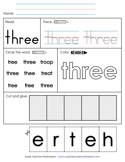 Worksheet 2: Three (Printable PDF Worksheet)