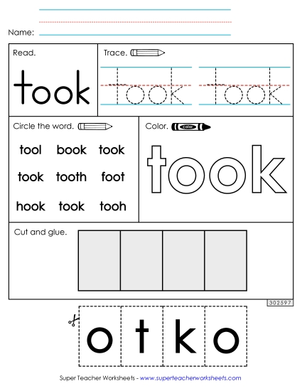 Worksheet 2: Took (Printable PDF Worksheet)