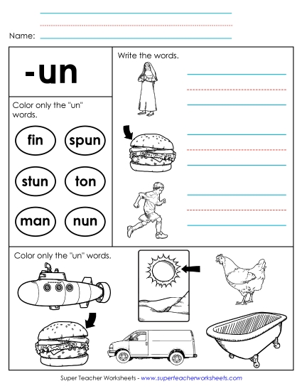 Worksheets - Worksheet 2 (-un Words) (Printable PDF Worksheet)