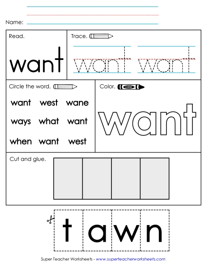 Worksheet 2: Want (Printable PDF Worksheet)