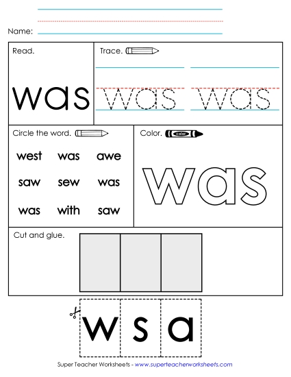 Worksheet 2: Was (Printable PDF Worksheet)