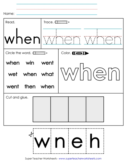 Worksheet 2: When (Printable PDF Worksheet)