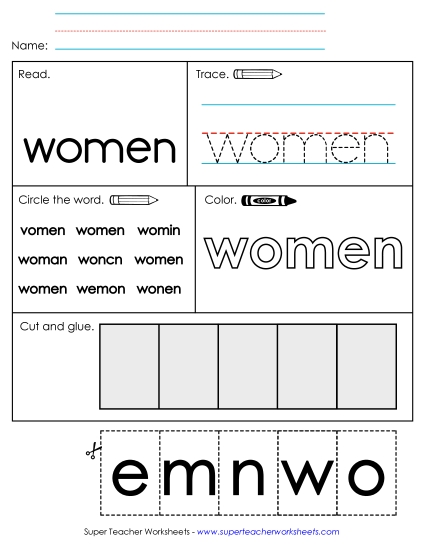 Worksheet 2: Women (Printable PDF Worksheet)