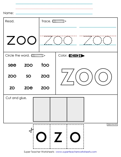 Worksheet 2: Zoo (Printable PDF Worksheet)