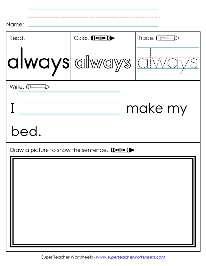 Worksheet 3: Always (Printable PDF Worksheet)
