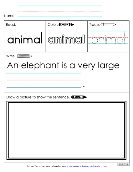 Worksheet 3: Animal (Printable PDF Worksheet)