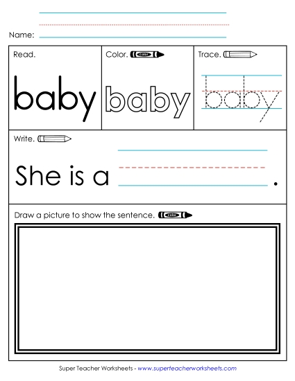 Worksheet 3: Baby (Printable PDF Worksheet)