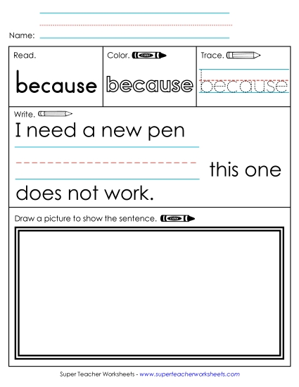 Worksheet 3: Because (Printable PDF Worksheet)